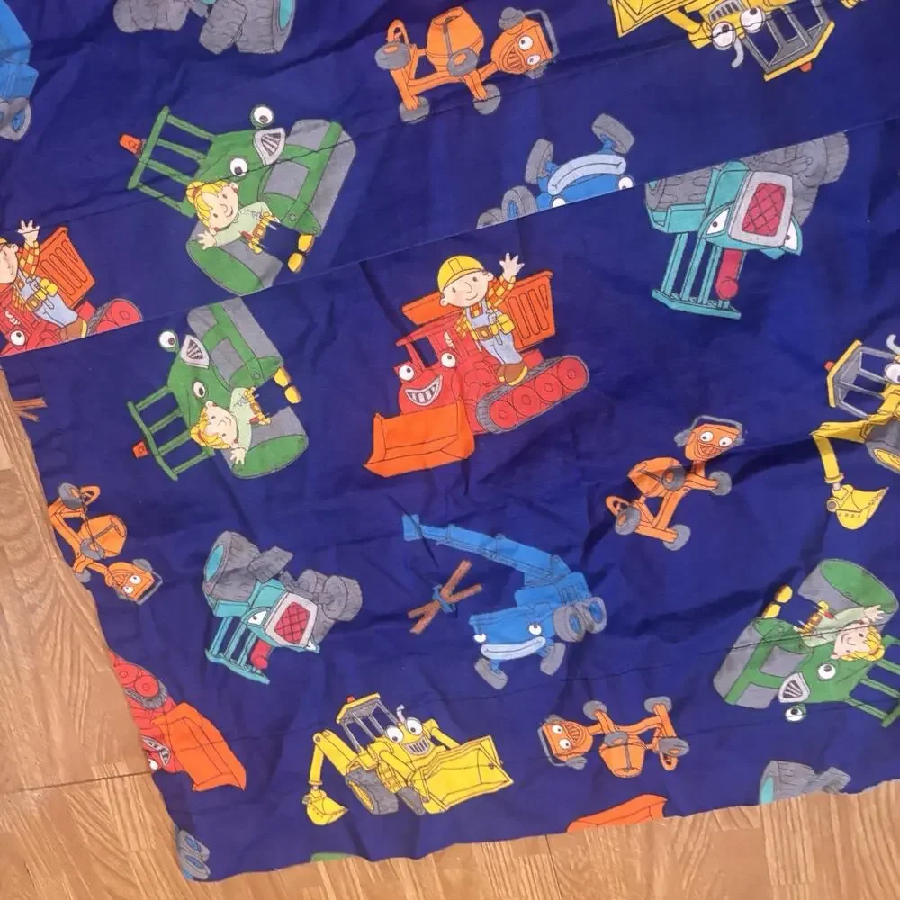 Vintage Bob The Builder Valance Curtain Panel 16H x 42W Children's Room Set Of 2